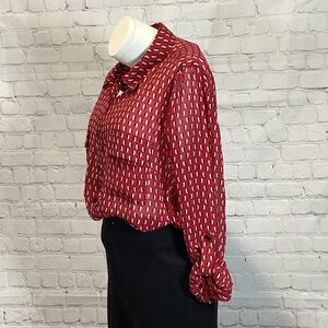 1506. New Nexx York Red long Sleeve Penguin Blouse EUC Size L